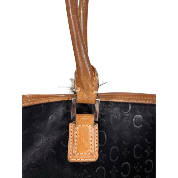 Celine Suede Shoulder Bag Bucket Bag Black Vintage - Picture 3 of 16
